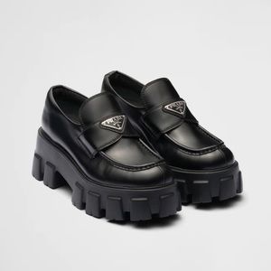 Prada monolith black loafer